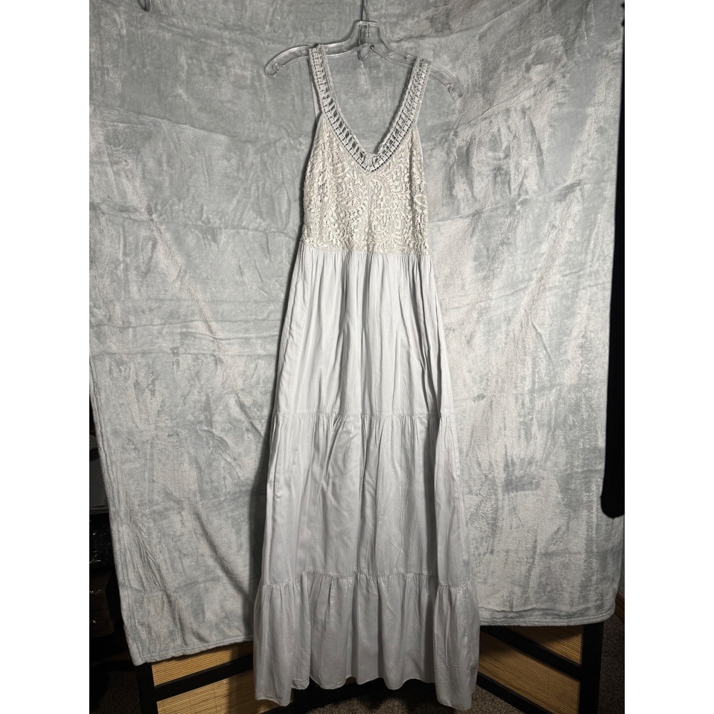 Sundance Elegant Aires Dress Lace Bodice Tiered Maxi Sequin Smocked size XS